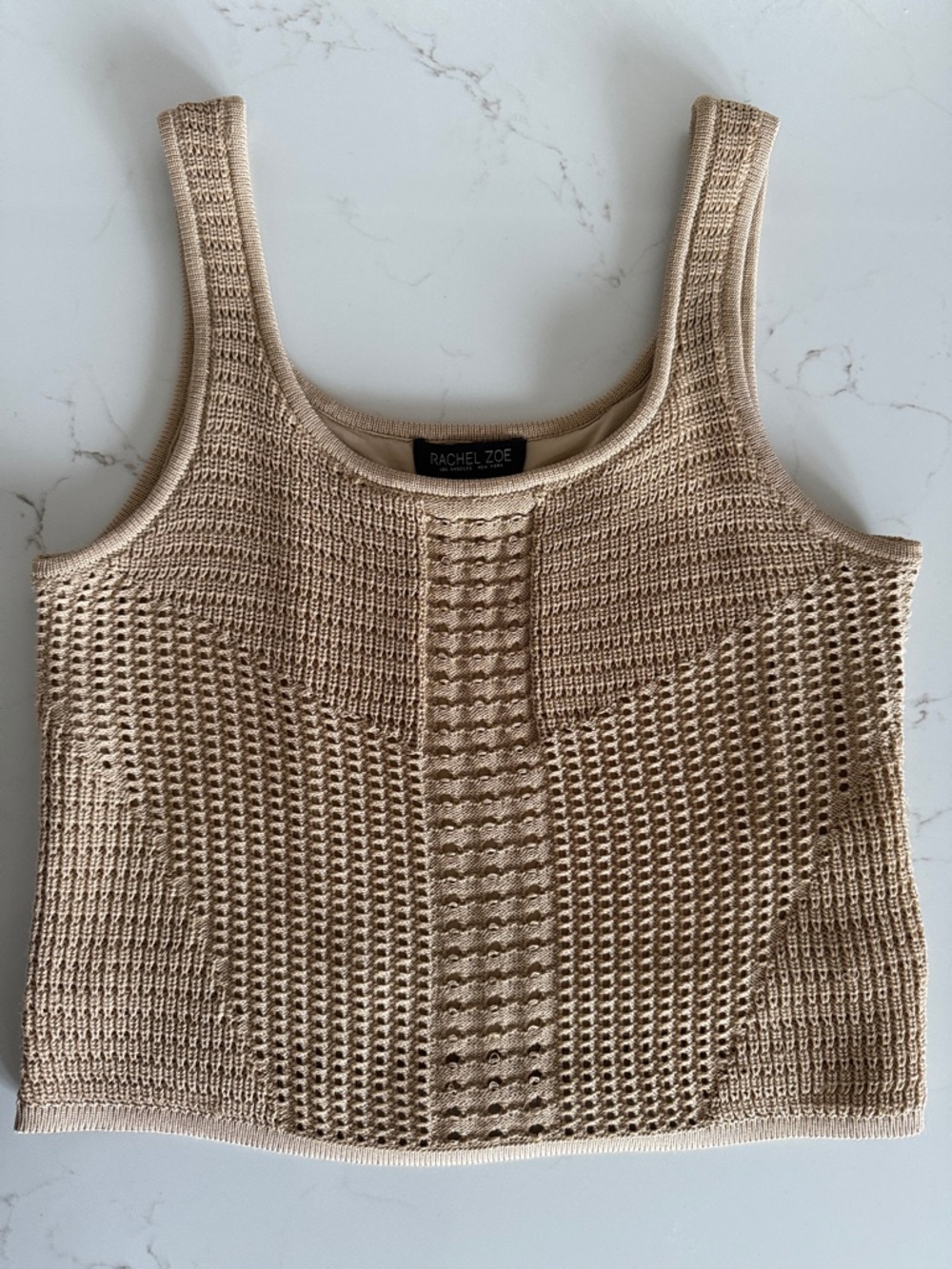 Rachel Zoe Beige Textured Knit Sweater Tank - fits like a small